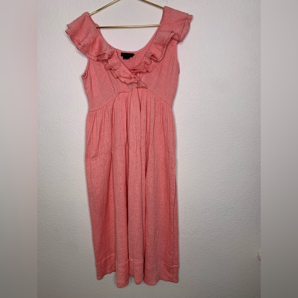 Hatch dress maternity midi size XL (Hatch sz 4) Coral Ruffled Dress